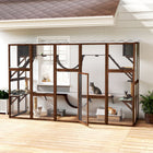 PawHut - Grand enclos extérieur pour chat avec condos, plateformes et échelles pour chats - 118,1 po L x 37,4 po l x 74 po H - espresso-Combine des étagères pour chats, des ponts, des rampes, des boîtes de couchage et des griffoirs 