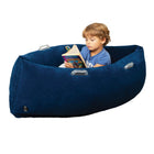 Bouncyband - Coussin sensoriel confortable Peapod, 48 po, de 3 à 6 ans, jusqu'à 4 pieds de haut, bleu-La concentration est augmentée par l'étreinte douce de la cosse de pois soulageant l'anxiété et le stress.