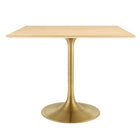 Modway - Lippa 36 po Carré Bois Table à manger, Or Naturel-Placage de grains de bois