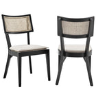 Modway - Caledonia Tissu tapis Chaise à manger Ensemble de 2 - Noir beige-Chaises à manger Modern Farmhouse - Ensemble de 2