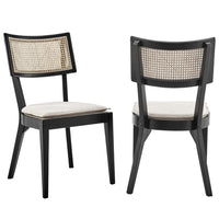 Modway - Caledonia Tissu tapis Chaise à manger Ensemble de 2 - Noir beige-Chaises à manger Modern Farmhouse - Ensemble de 2