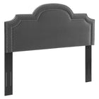 Modway - Belinda Performance Velvet Tête de lit jumelée, Charbon de bois-Tête de lit jumelée
