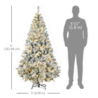 HOMCOM - Arbre de Noël artificiel floqué de neige de 6 pieds avec lumières-Les branches s'ouvrent automatiquement pour une installation rapide 