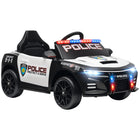 Qaba - Voiture de police électrique pour enfants 12V - blanc-Apparence réaliste de voiture de police avec gyrophares, sirène et autocollants détaillés 