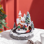 HOMCOM - Maisons de village de Noël éclairées par LED avec train rotatif-12 lumières LED intégrées pour créer une atmosphère romantique 