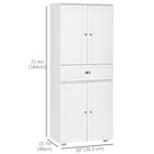 HOMCOM - Armoire de cuisine 72 po avec tiroir, 4 portes et 3 étagères réglables - blanc-Peut être utilisé comme garde-manger de cuisine, buffet de salle à manger et meuble de rangement pour le salon 
