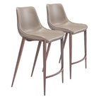 Zuo - Magnus Tabouret de comptoir - Brun/Noyer - Ensemble de 2-Repose-pieds ergonomique et confortable