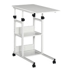 HOMCOM - Bureau debout mobile - 31 po L x 15,75 po l x 32,25 po H - blanc-Conception à 3 niveaux, offre une grande capacité 