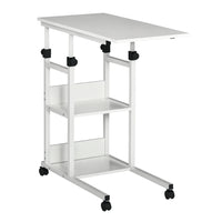 HOMCOM - Bureau debout mobile - 31 po L x 15,75 po l x 32,25 po H - blanc-Conception à 3 niveaux, offre une grande capacité 