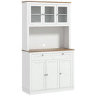 HOMCOM - Armoire de garde-manger 71 po avec espace pour micro-ondes et buffet - blanc-Huit compartiments et deux tiroirs maximisent les options de rangement dans la cuisine 
