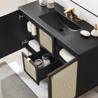Modway - Chaucer 48" Vanité de salle de bain à un seul lavabo - Noir noir-Portes en rotin tissé