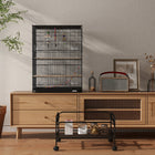PawHut - Cage à oiseaux 43 po H avec support roulant, jouets, plateau amovible, étagère de rangement - noir-Un plateau coulissant pour un nettoyage facile 