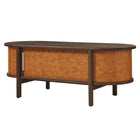 Modway - Coralie Cuir végétalien courbé Ovale Table basse - Noyer Tan-Glissières de pied ajustables