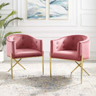 Modway - Savour Performance Velvet Fauteuil à manger d’accent Ensemble de 2 - Rose poussiéreuse-Velours de performance résistant aux taches