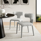 Modway - Stellan Dos courbé Boucle Tapis Chaise à manger Ensemble de 2 - Gris colombe-Glissières de plancher sans marquage