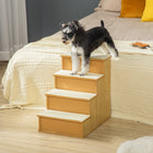 PawHut - Escalier pour animaux de compagnie pour lit haut - 15,7 po L x 23,2 po l x 21,3 po H - bois naturel-Utilisation de MDF de haute qualité pour la santé de l'animal et du propriétaire 