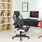 FurnitureR - Fauteuil de jeu pivotant, cuir PU, dossier élevé, blanc-Base 5 étoiles robuste pour une mobilité facile