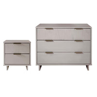 Manhattan Comfort - Granville commode moderne et table de nuit - gris clair - ensemble de 2-Commode de chambre moderne-contemporaine avec une touche de glamour comprenant 1 commode et 1 table de nuit