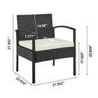 Manhattan Comfort - Ensemble de salon de patio moderne Noli pour 2 personnes avec table d’appoint - Noir et crème - Lot de 3-Coussins amovibles avec fermeture éclair Fabriqués en tissu imperméable de haute qualité Tissu lavable