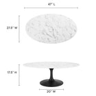 Modway - Lippa Ovale de 48 po Faux marbre Table basse - Noir Blanc-Table en marbre artificiel
