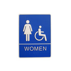 Futech - Panneau pour toilettes Femme et handicap avec braille - Bleu - Paquet de 2-6 po L x 8 po H x 1-1/4 po P