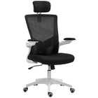 HOMCOM - Chaise de bureau ergonomique avec repose-tête réglable - noir-Restez à l’aise toute la journée grâce à une assise respirante aspect lin et un dossier en maille 