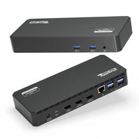 Plugable - Station d'accueil enfichable pour ordinateur portable à triple écran de 100 W avec USB-C-Extension 12-en-1 : avec un ordinateur portable compatible USB-C, USB4 ou Thunderbolt exécutant Windows, macOS ou ChromeOS, cette station d'accueil pour ordinateur portable peut charger votre appareil, connecter jusqu'à 3 moniteurs HDMI tout en fournissant un son combo Ethernet Gigabit de 3,5 mm. prise jack et 6 ports USB 3.0