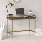 Hudson&Canal - Bureau Eaton 36" - Laiton/noyer-Une finition en laiton doré fabriquée à la main est appliquée sur le cadre en acier
