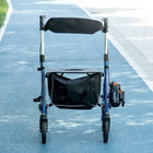 HOMCOM - Déambulateur à roulettes avec roues de 8 po et siège à poignée réglable - bleu-Freins à main doubles pour contrôler les roues arrière 