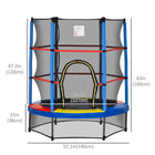 Outsunny - Trampoline pour enfants avec filet de protection - 55" de diamètre - Multicolore-6 pieds en métal offrent plus de stabilité 