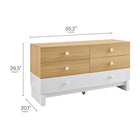 Modway - Nolia Bloc de couleur à 6 tiroirs Commode, Chêne Blanc-Six tiroirs de rangement à glissement complet