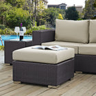 Modway - Convene Terrasse extérieure Tissu Carré ottoman in Espresso Beige-Cadre en aluminium revêtu de poudre