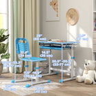 Qaba - Ensemble bureau et chaise pour enfants à hauteur réglable avec plateau inclinable - bleu-Comprend un tiroir, deux emplacements pour stylos et un crochet pour l'organisation  
