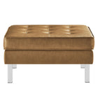 Modway - Loft Touffe Cuir végane Ottoman - Silver Tan-Coussin rembourré en mousse dense
