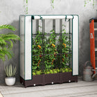 Outsunny - jardinière surélevée 47 po L x 16 po l x 50 po H avec treillis - brun-La bâche en PE avec porte à fermeture éclair enroulable maintient l’humidité et la température
