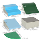 Qaba - Ensemble de jeu souple 6 pièces pour tout-petits : grimper, ramper et glisser - Bleu/Vert-Les surfaces faciles à nettoyer simplifient l'entretien pour les parents. 