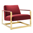 Modway - Seg Performance Velvet Chaise d’accent - Bordeaux doré-Chaise d’accent moderne
