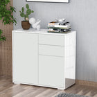 HOMCOM - Buffet latéral à haute brillance 31,1 po L avec 2 tiroirs - blanc-Convient pour le salon, la salle à manger et le bureau 