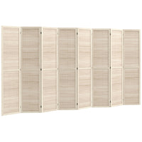 HOMCOM - Cloison de séparation autoportante à 8 panneaux avec panneau perforé pour chambre ou bureau intérieur - naturel-Conception à huit panneaux, idéale pour créer un espace personnel ou diviser de grandes pièces  
