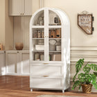 HOMCOM - Armoire de cuisine haute arquée 71 po - blanc-L’armoire supérieure spacieuse et les tiroirs inférieurs assurent une organisation sans encombrement 