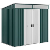 Outsunny - Abri de jardin extérieur 6,5 pi x 4 pi avec kit de fondation - vert-Sert d'abri à vélos en métal, d'abri à outils, d'abri pour générateur ou de rangement pour tondeuse à gazon
