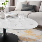 Modway - Lippa Ovale de 48 po Faux marbre Table basse - Noir Blanc-Tampon feutre non marquant