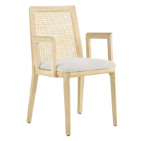 Modway - Monarch Bois et rotin Fauteuil à manger - Ivoire blanc ancien tissé naturel à bruyère-Cadre en bois de hêtre
