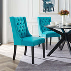 Modway - Baronet Performance Velvet Chaises de salle à manger Ensemble de 2 - Bleu-Rembourrage en mousse dense pour le confort