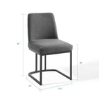 Modway - Amplify Base de traîneau Tissu rembourré Fauteuil d’appoint de salle à manger - Charbon noir-Chaise à base de traîneau