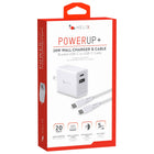 Helix - Chargeur mural USB-C + USB-A avec câble - 20 W, Blanc-Ports USB-C et USB-A