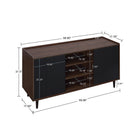 Manhattan Comfort - Ensemble de 4 : meuble TV, buffet, table basse et table d’appoint Duane style milieu du siècle, brun foncé et noir-Garantie limitée du fabricant de 30 jours