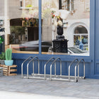 HOMCOM - Support de stationnement au sol pour 3 vélos, pour usage intérieur et extérieur, argent-Peut être transformé en support de stationnement pour un seul vélo