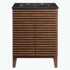 Modway - Render 24" Vanette de salle de bain - Noir noyer-Style moderne du milieu du siècle