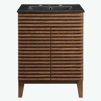 Modway - Render 24" Vanette de salle de bain - Noir noyer-Style moderne du milieu du siècle
